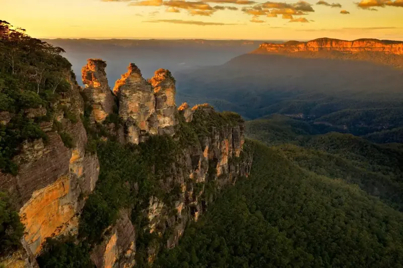 Three Sisters in warm evening light